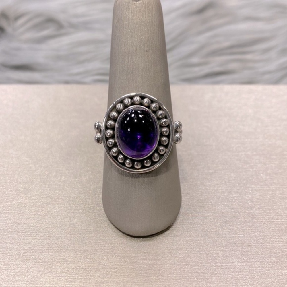 Sterling Silver Design Ring With Large Amethyst - image 1